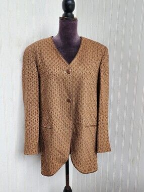 VTG Giuseppe Collection Gold Tan Brown Ornate Button Jacket Union Made Sz 8